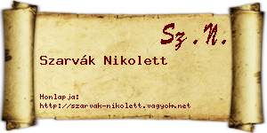 Szarvák Nikolett névjegykártya