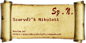 Szarvák Nikolett névjegykártya